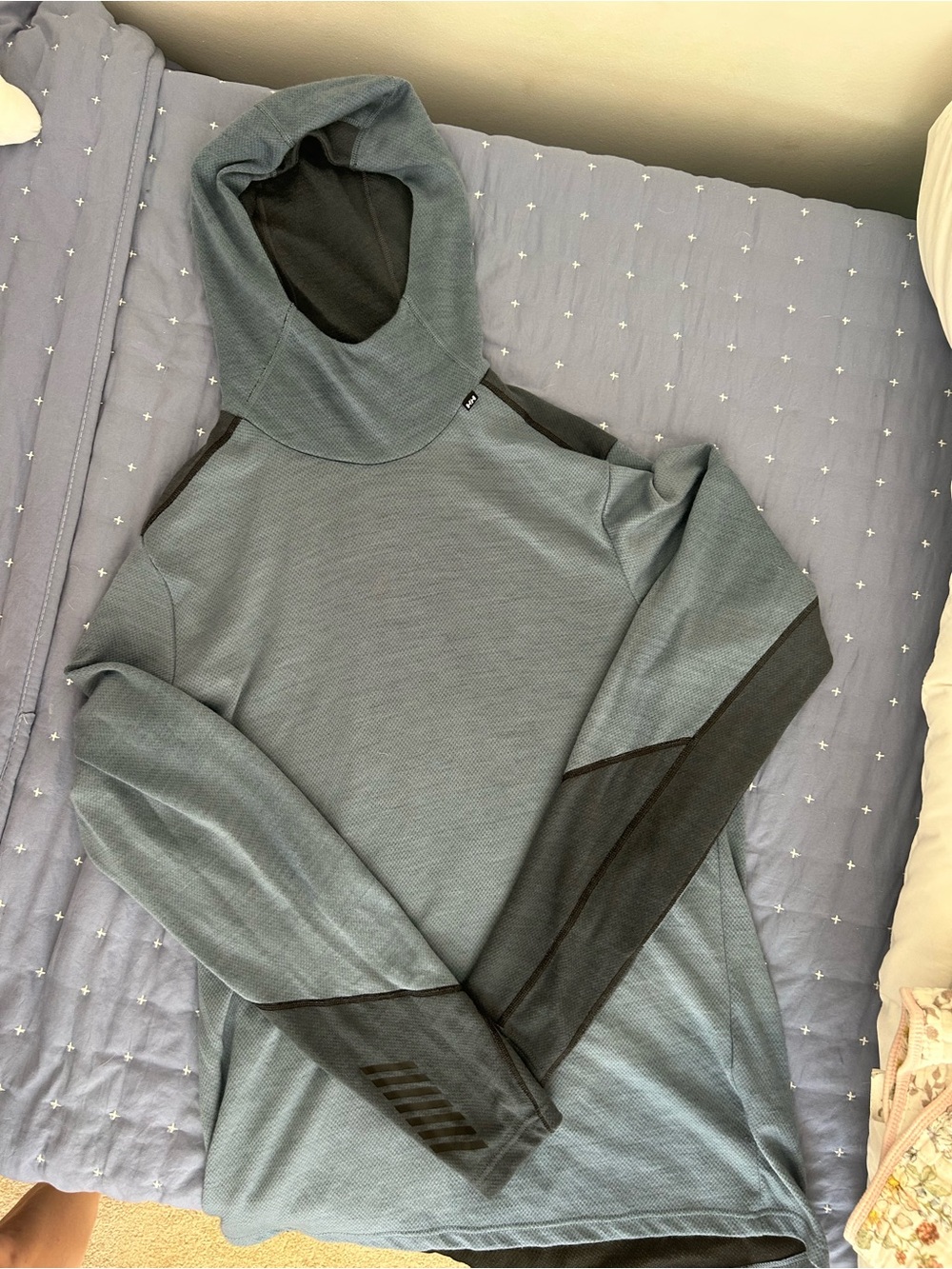 Helly Hansen Men's Long Sleeve Hoodie in Slate Blue with Dark Gray Panels